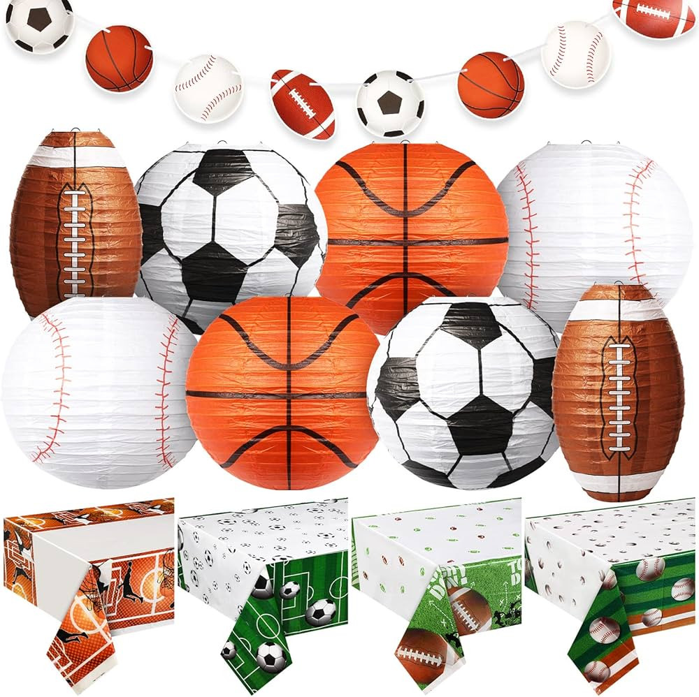 Sports Party Decorations Set Include 8 Pcs Sports Paper Lanterns Hanging Lanterns 4 Pcs Basketbal... | Amazon (US)