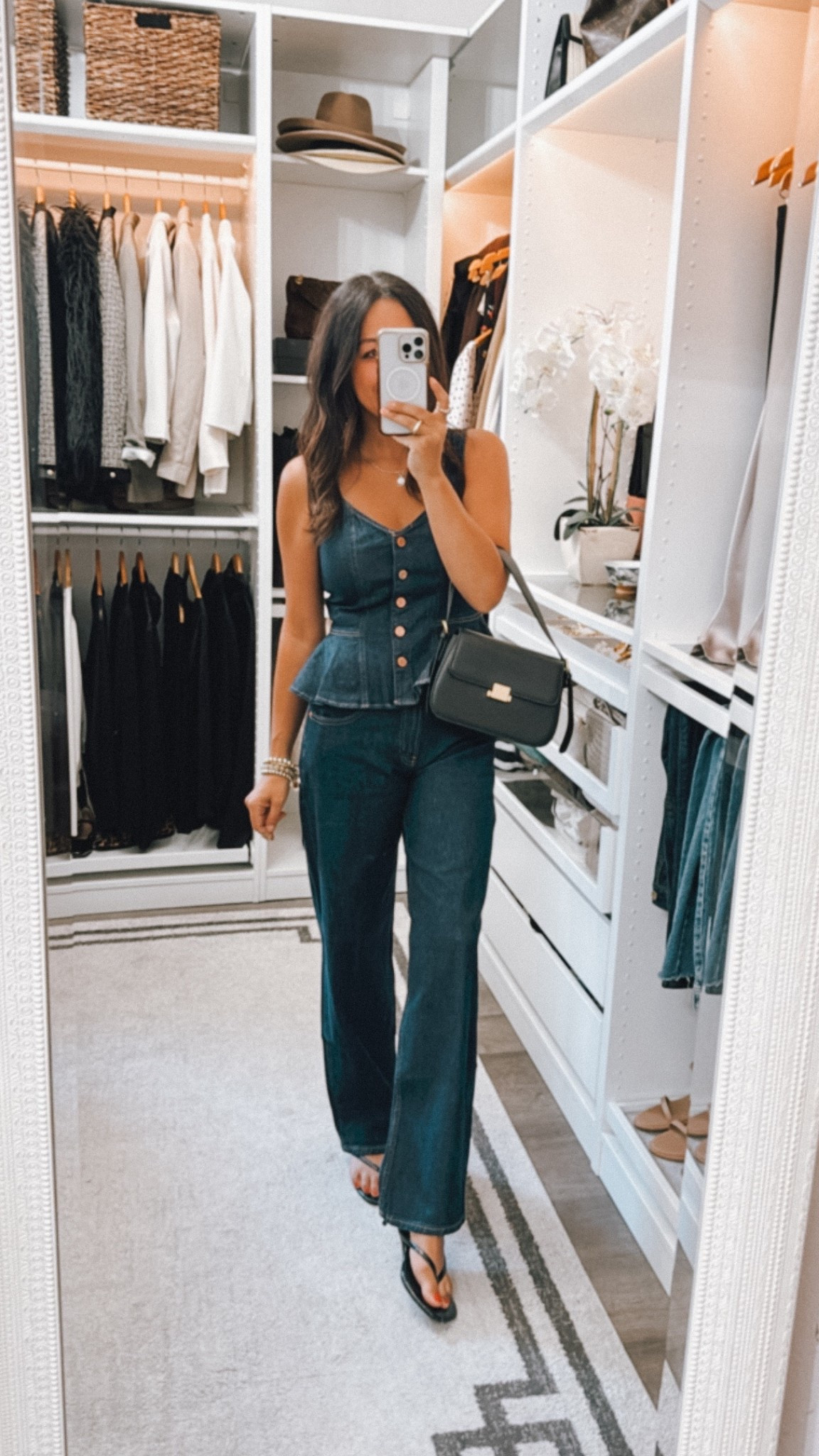 Dark denim trending for fall🍂 Set 40% off … top wearing a small
Jeans TTS wearing in regular length 

#LTKOver40 #LTKSaleAlert