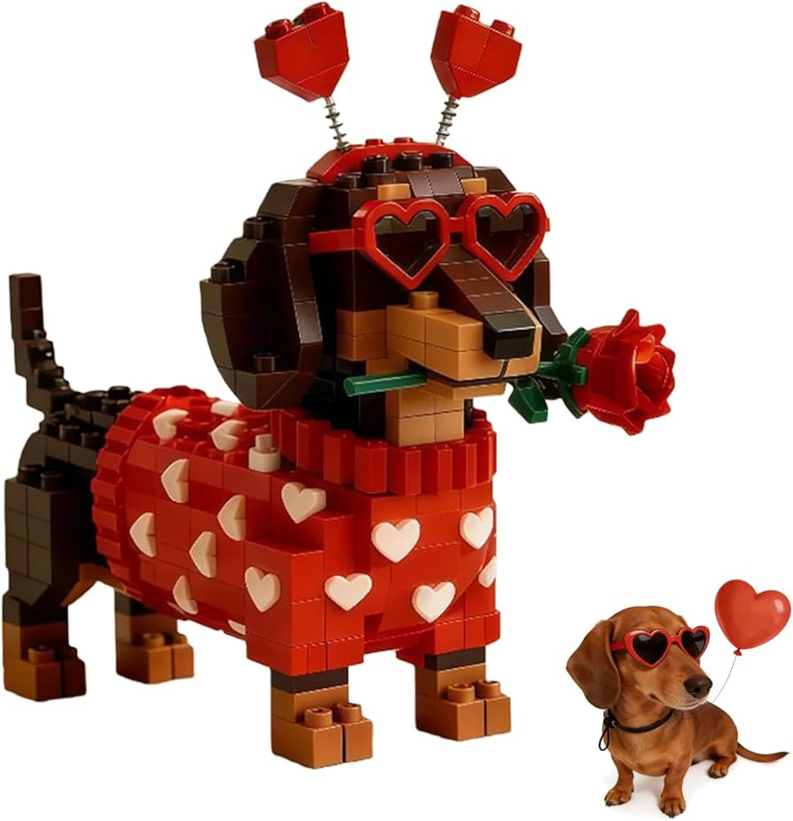 2026 Valentine’s Day Exclusive Dachshund Brick Set,Cute Dachshund Dog Building Toy Set,3D Dachs... | Amazon (US)