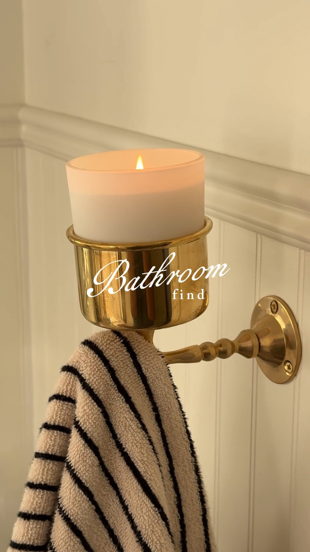 The prettiest brass hand towel holder ✨

You all know how much I love my brass Opal Wall Vessel, so when I saw they made a version to hold a candle, I knew it would be perfect in our bathroom!

#bathroom #bathroomfind #bathroomfinds #bathroominspo #brassdecor #bathroomdesign #bathroomdecor #homedecor #interiordesign #orlawallvessel
