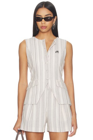 Keily Vest Top in Cream Stripe | Revolve Clothing (Global)