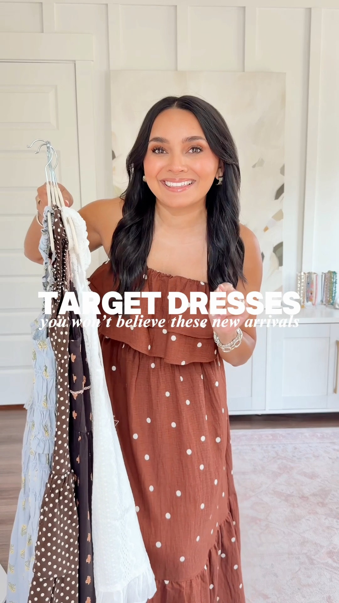 Target Dresses!
For reference: I’m 5’0, petite, 32b bra size, and 2/26 in bottoms, pear shaped. 
*Everything I share is unaltered! TTS means true to size. Between size 5-6.5 in shoes

Brown polka dot dress size xs TTS
Clear heels size 5 TTS

Blue floral dress size xs TTS
Clear heels size 5 TTS

Denim dress size xxs TTS
Tan wedges size 5 TTS

Brown printed dress size xs TTS
Clear heels size 5 TTS

Green halter dress size xs TTS
Clear heels size 5 TTS

White dress size xxs TTS
Tan heels size 5 TTS

Spring outfits 2026
Country concert outfits
Spring dresses
Date night outfits
Vacation outfits beach
Resort wear 2026
Mothers day
Graduation gues 


#LTKPetite #LTKootd #LTKgrwm