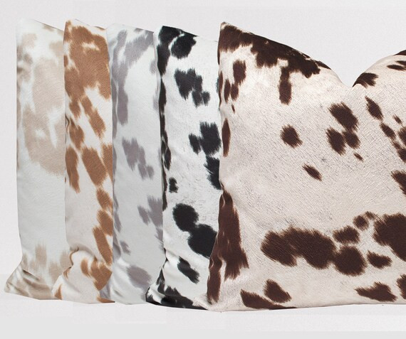 Cowhide Pillow Covers  Faux Cowhide Domino Black Beige | Etsy | Etsy (US)