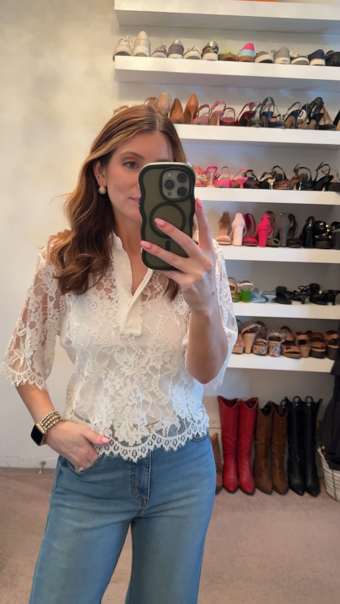 What I wore to work today

Steve Madden lace top (size small)
Ultra flare leg jeans 

workwear outfit, casual outfit, summer shoes, casual office look, office look, easy outfit, Spring outfits 2026

#LTKootd #LTKWorkwear #LTKSaleAlert