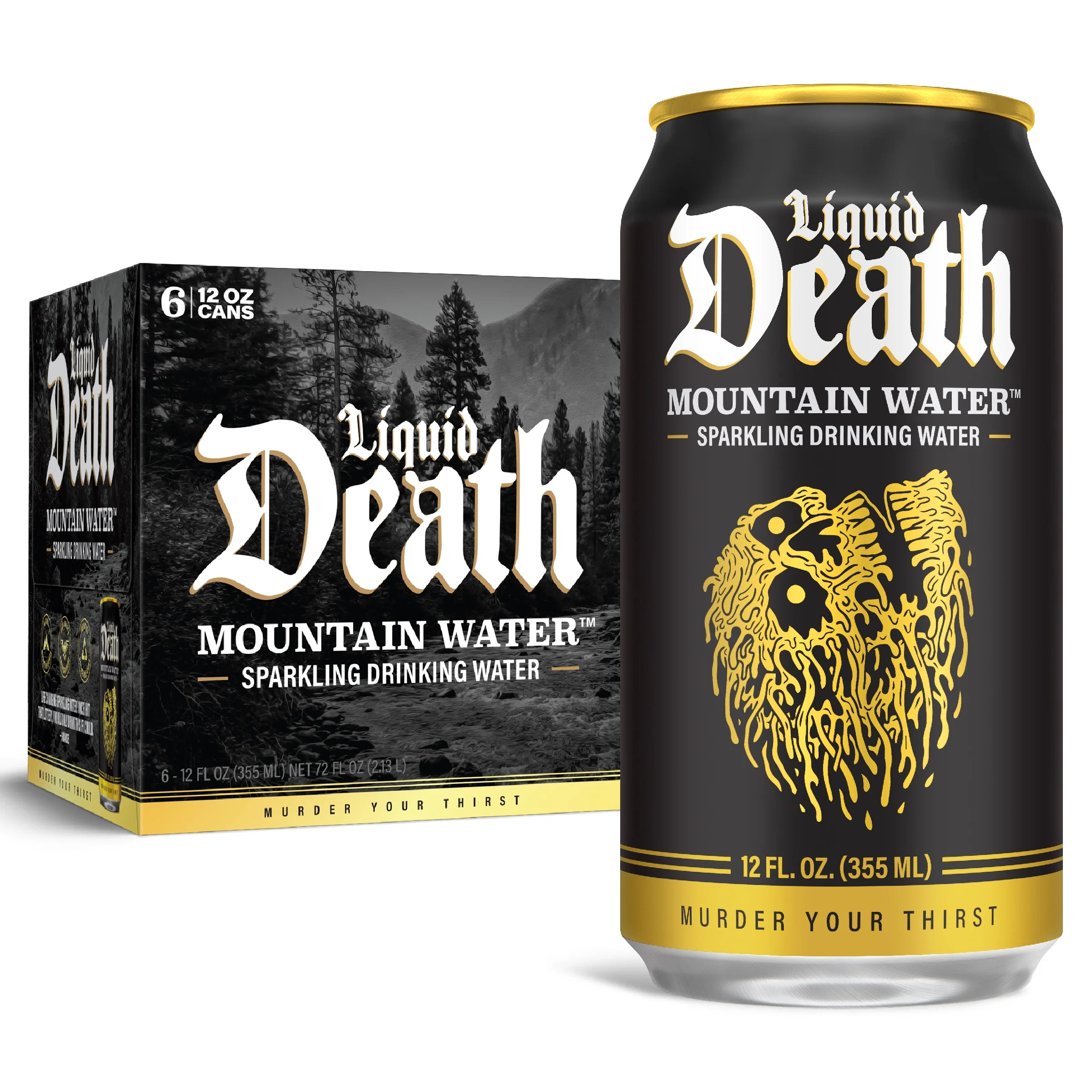 Liquid Death, Sparkling Mountain Water, 6-Pack (12oz Cans), Real Mountain Source, Infinitely Recy... | Walmart (US)