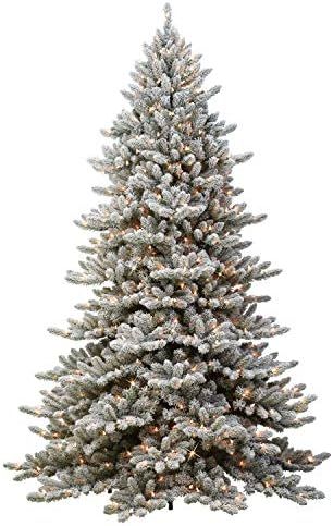 Amazon.com: Puleo International 7.5' Flocked Royal Majestic Fir Artificial Christmas Tree with 60... | Amazon (US)