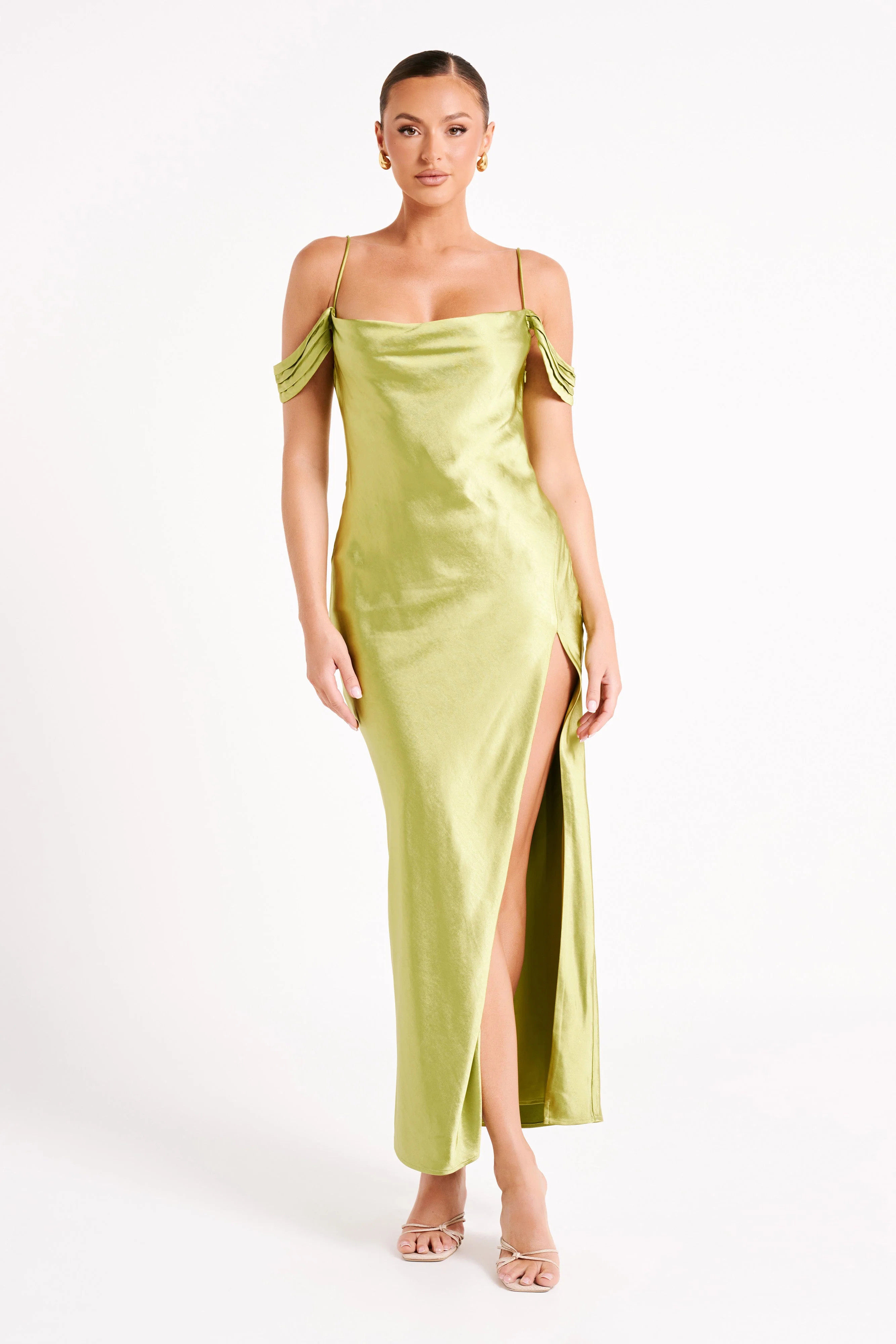 Mariposa Off Shoulder Maxi Dress - Parakeet Green | MESHKI US