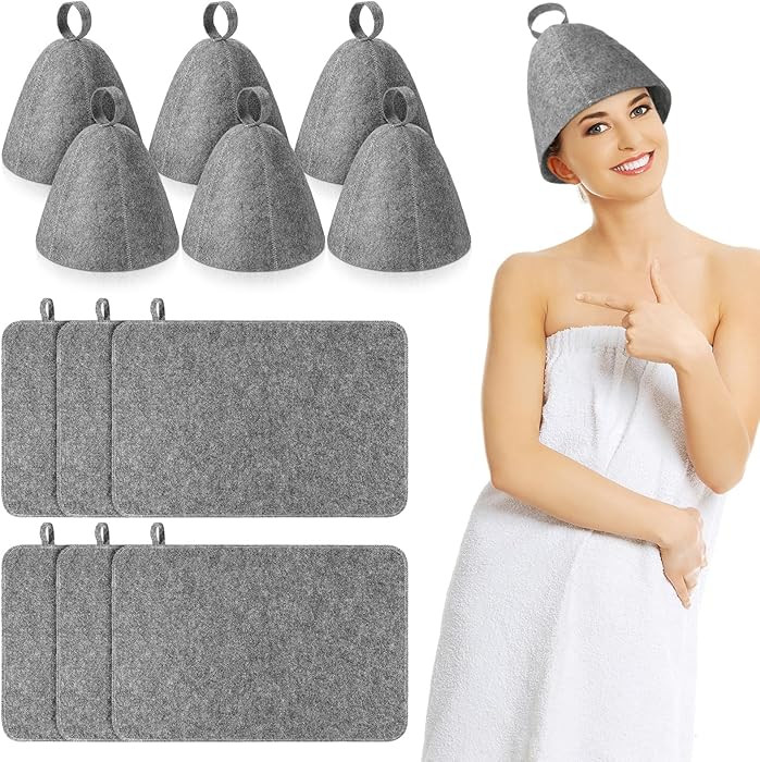 Jiuguva 12 Pcs Sauna Hat Natural Wool Sauna Cap for Men and Women Saunas Accessories Include Felt... | Amazon (US)