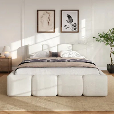 Boucle Thick Headboard Platform Bed | Wayfair North America