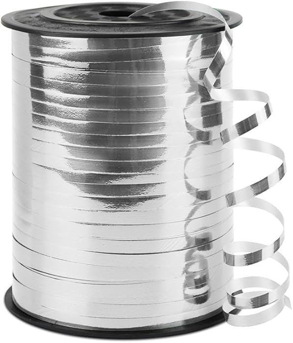 Silver Curling Ribbon, 1/5" Wide x 500 Yards Christmas Curling Ribbons for Gift Wrapping, Party D... | Amazon (US)