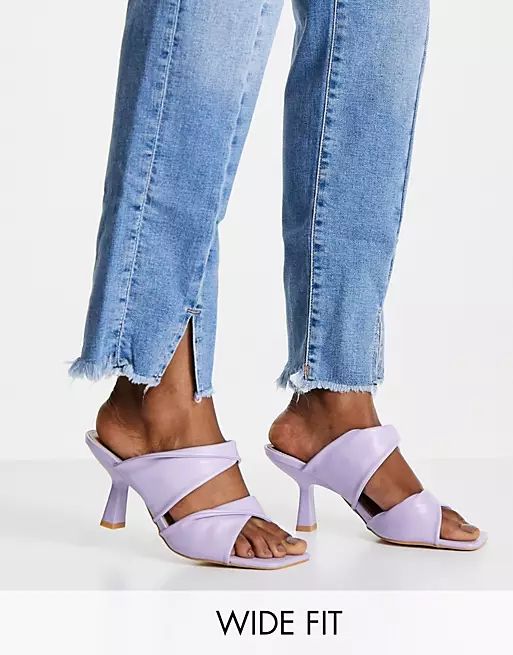 Glamorous Wide Fit twist strap heeled mule sandals in lilac | ASOS (Global)