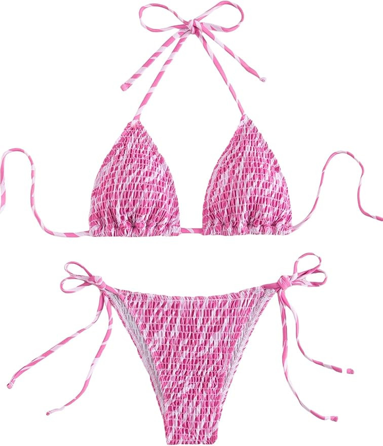 SHENHE Women's Halter Tie Side Triangle Bikini Set 2 Piece Bikini Swimsuit Bathing Suits | Amazon (US)