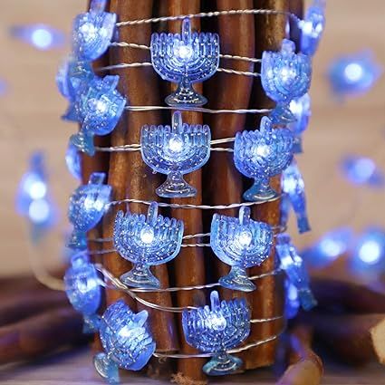 IMPRESS LIFE Chanukah Decorative String Lights, 10ft 40 LED Hanukkah Menorah Twinkle Lights Batte... | Amazon (US)