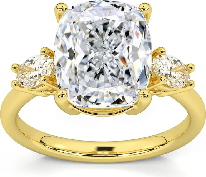 Bliss Diamond Certified 6Ct Cushion Cut 3-Stone Diamond Engagement Ring 14k Gold Lab Grown | Nord... | Nordstrom