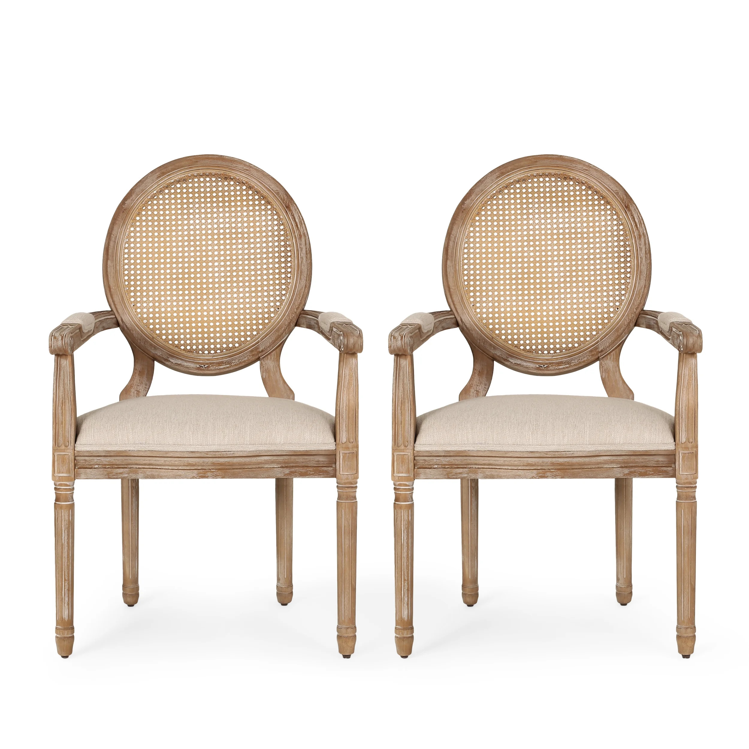 Noble House Huller Dining Chair, Set of 2, Beige - Walmart.com | Walmart (US)