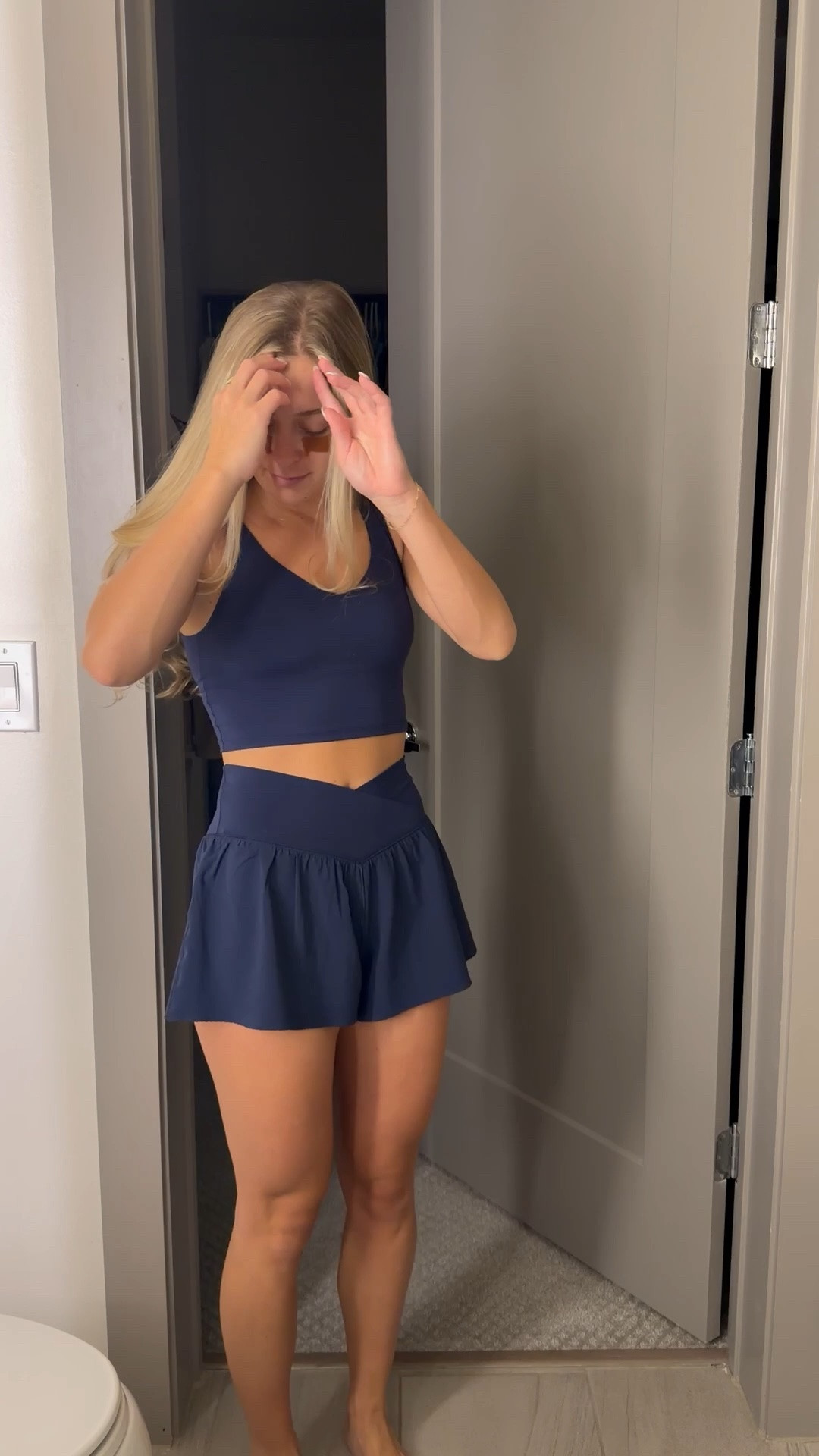 workout outfit, activewear, workout shorts, navy outfit, active, shorts and tank, Nike shoes, aerie

#LTKootd #LTKfitnessgoals #LTKActive