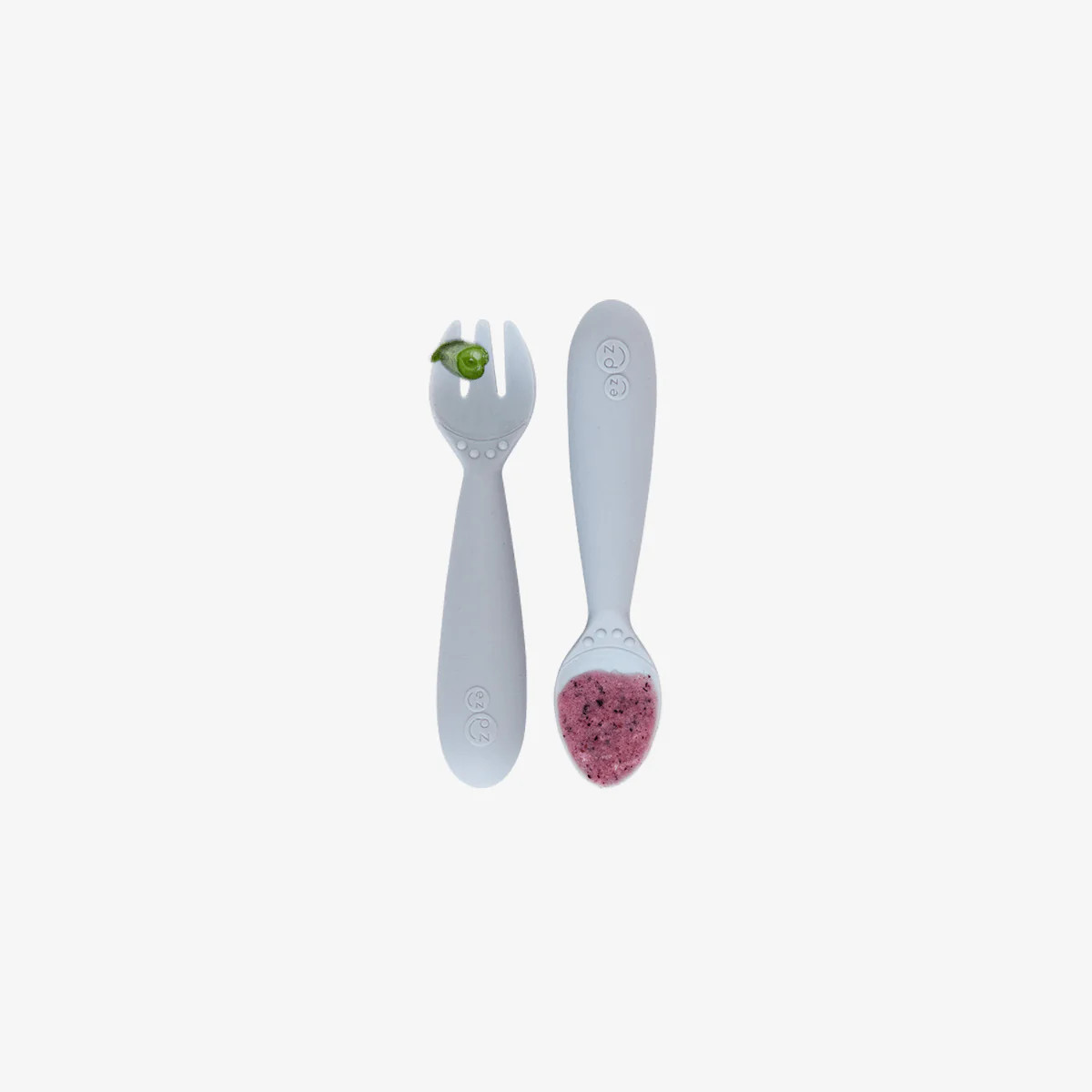 Mini Utensils by ezpz / Sensory Silicone Fork & Spoon for Toddlers | ezpz