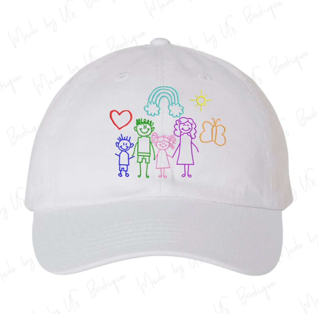 Personalized Drawing Embroidered Hat Kid's Drawing Turn Your Drawing Into Embroidery Father's Day... | Etsy (US)