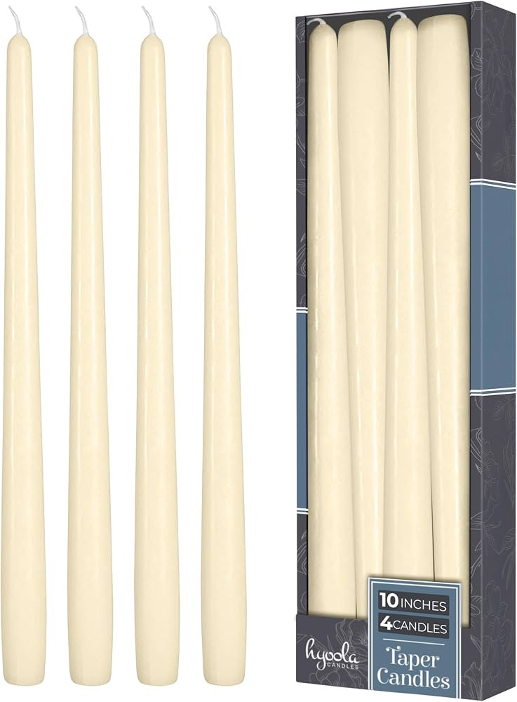 Hyoola Tall Taper Candles - 10 Inch Wool White Unscented Dripless Taper Candles - 8 Hour Burn Tim... | Amazon (US)