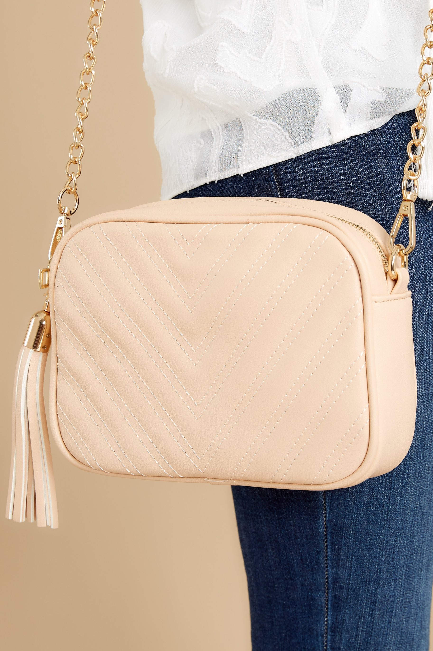 Cherished Moments Nude Bag Beige | Red Dress 