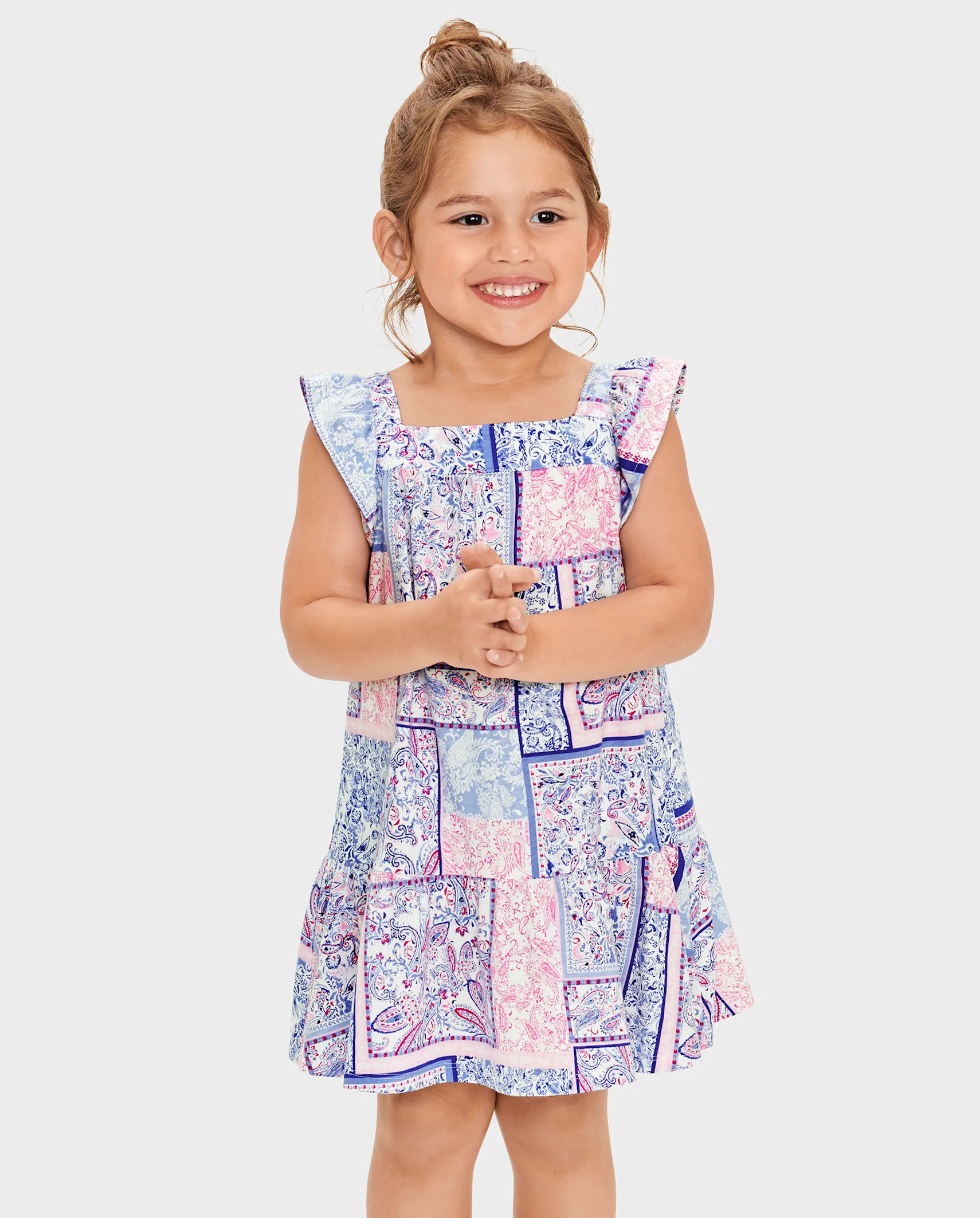 Baby And Toddler Girls Paisley Patchwork Ruffle Dress - simplywht | The Children's Place