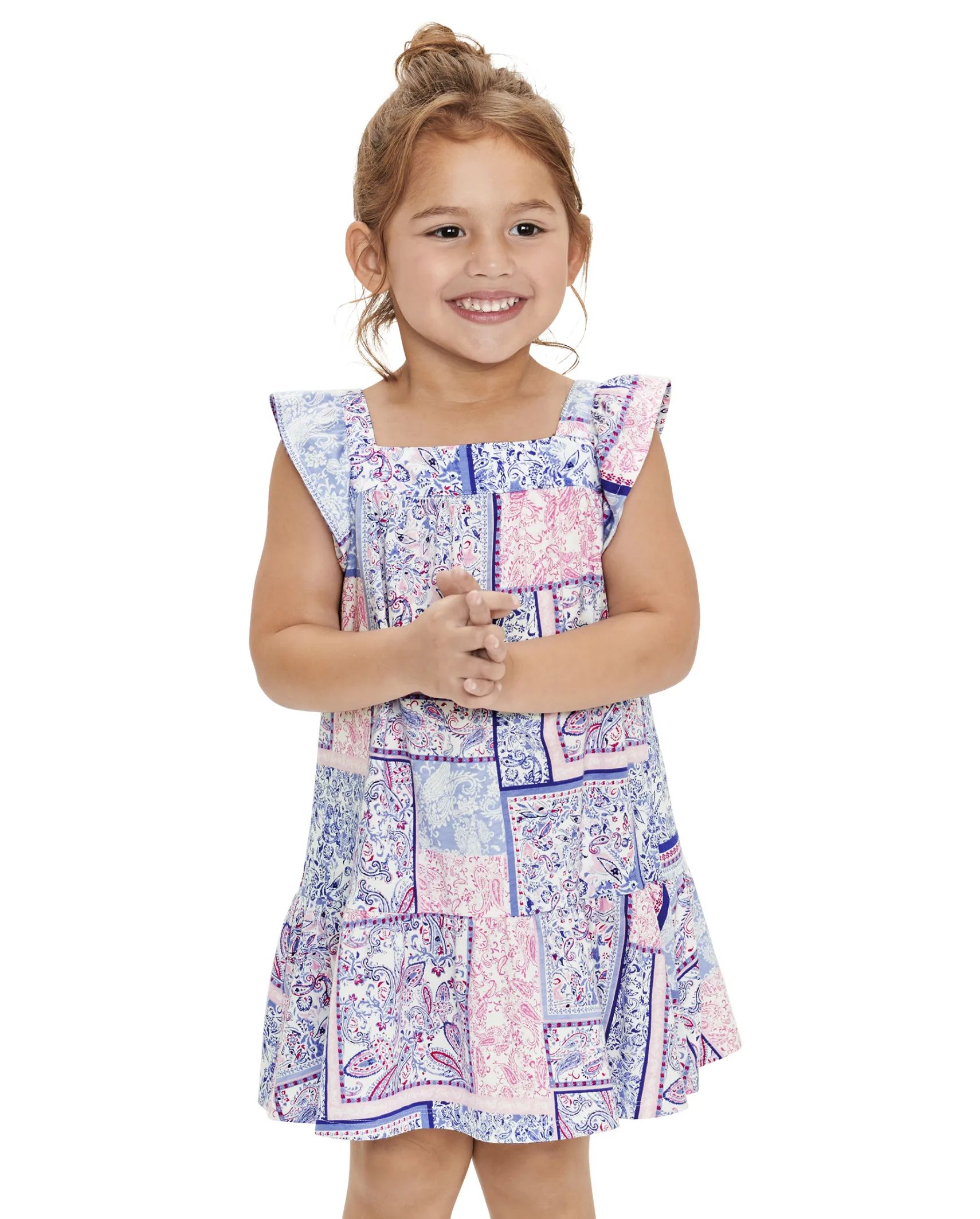 Baby And Toddler Girls Paisley Patchwork Ruffle Dress - simplywht | The Children's Place