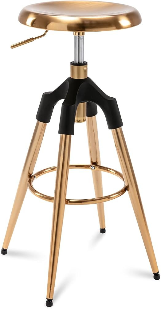 Brage Living 29-32.5 Inch Industrial Adjustable Bar Stool, Swivel Round Seat Metal Barstool with ... | Amazon (US)