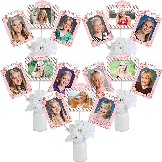 Big Dot of Happiness Rose Gold Grad - Graduation Party Picture Centerpiece Sticks - Photo Table T... | Amazon (US)