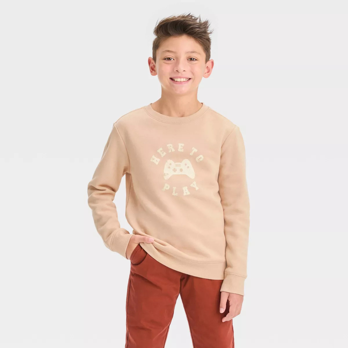 Boys' Crewneck Fleece Pullover Sweatshirt - Cat & Jack™ | Target