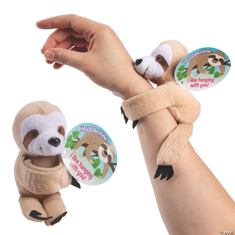 Hugging Stuffed Sloth Bracelet Valentine Exchanges with Card for 12 | Oriental Trading Company