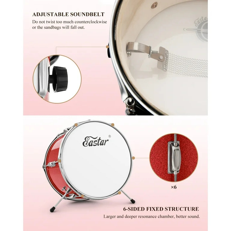 Eastar Drum Set for Kids 14 inch 3-Piece Drums Kit Child Beginners Jazz Musical Instrument, Thron... | Walmart (US)