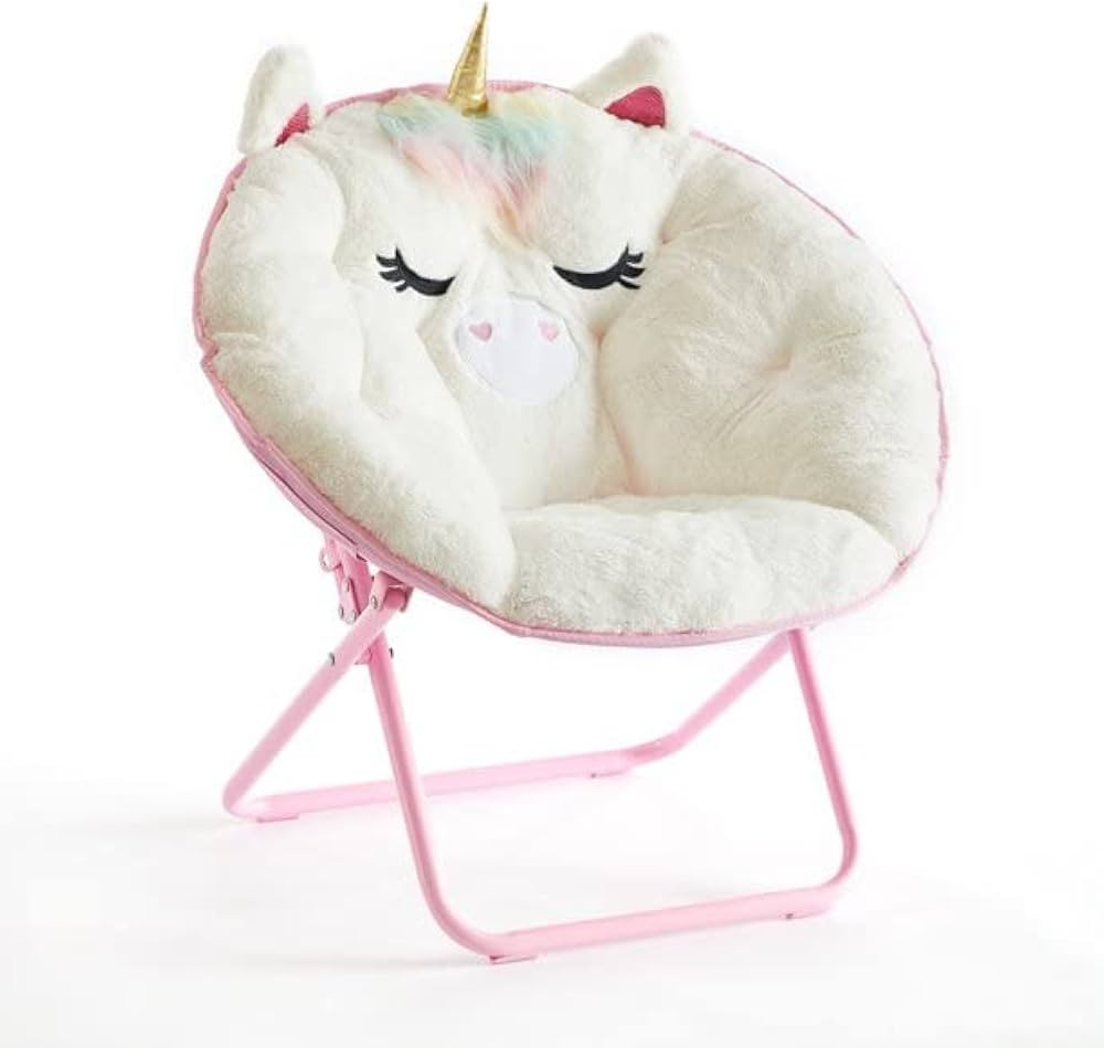 Heritage Kids Unicorn Saucer Chair, For Gaming Textile, White | Amazon (US)