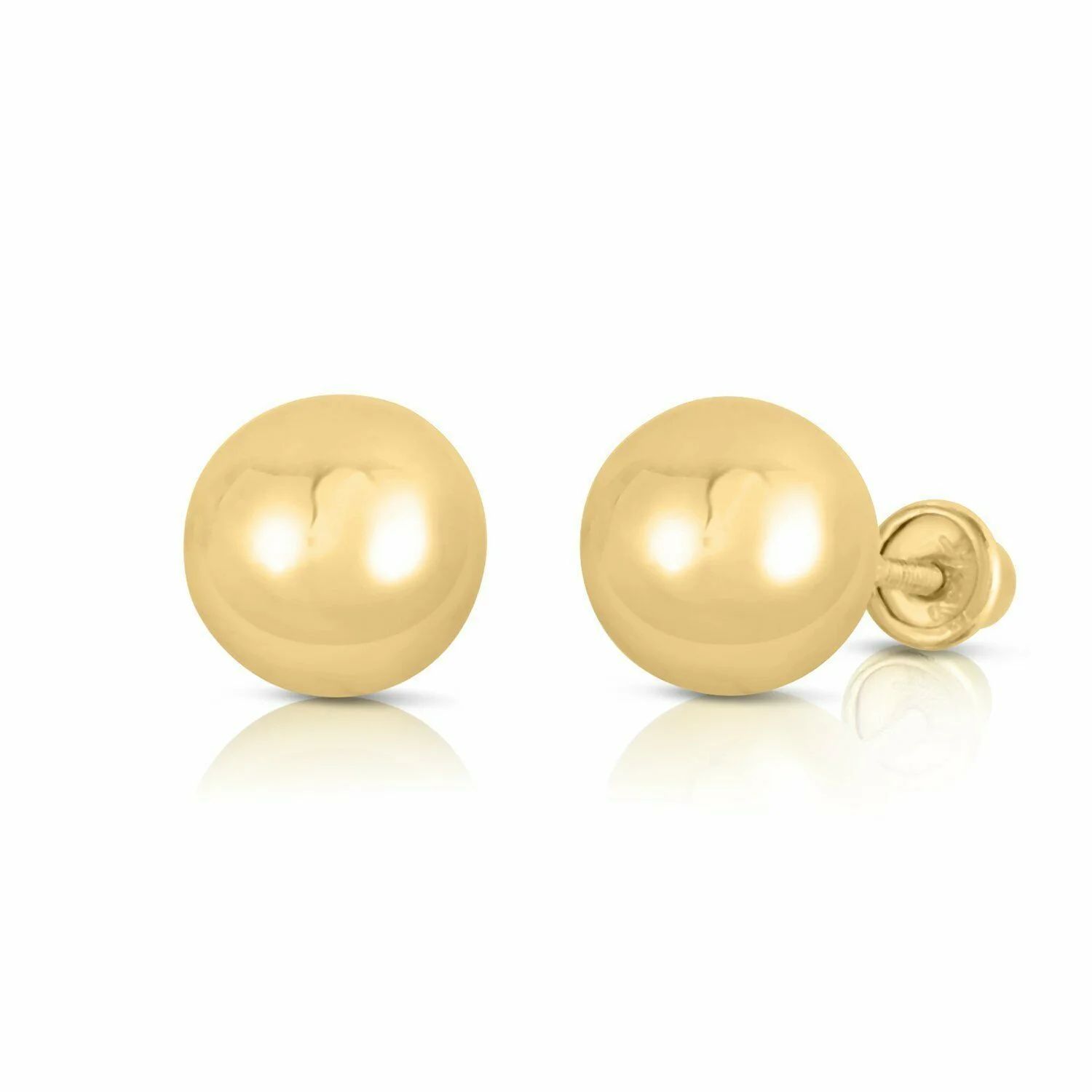 Tilo Jewelry 14k Yellow Gold Polished Ball Stud Earrings with Secure Screw-backs | 7mm | Classic ... | Walmart (US)