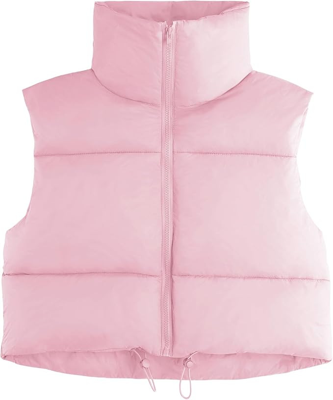 Century Star Cropped Puffer Vest Women Fashion High Neck Zipper Jacket Coat Sleeveless Winter War... | Amazon (US)