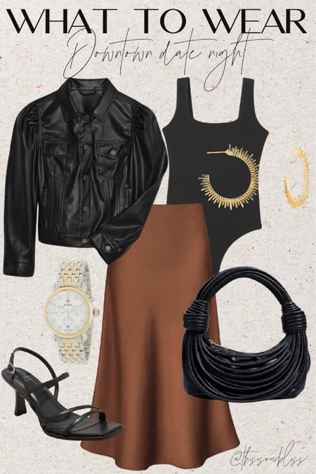 Downtown date night // #falloutfits 
🍂🖤🤎
Puff sleeve faux leather jacket
Amazon Satin skirt
Black Bodysuit 
Strappy Heels

#LTKsalealert #LTKSeasonal #LTKfindsunder50