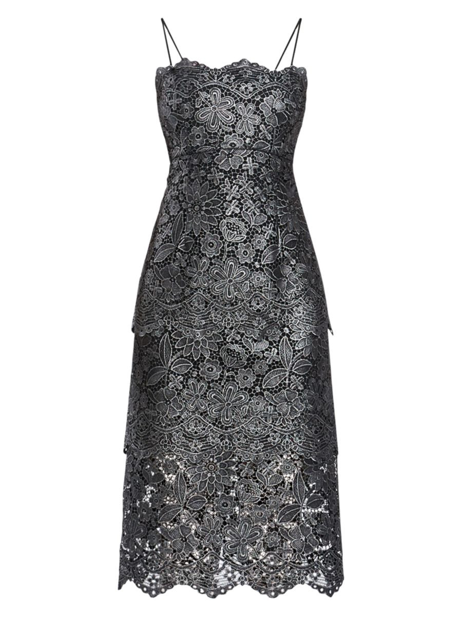 Shop Zac Posen Guipure Lace Tiered Cocktail Dress | Saks Fifth Avenue | Saks Fifth Avenue
