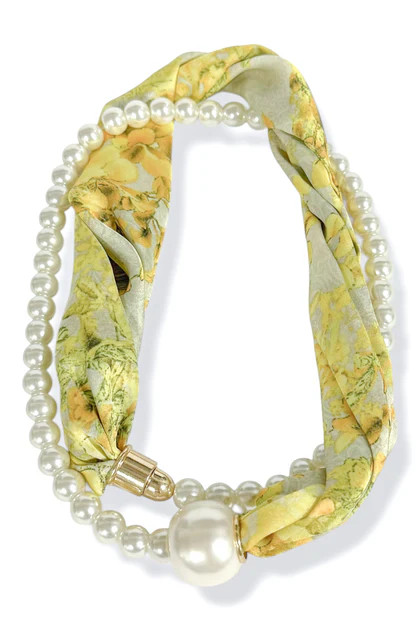 When Time Comes Yellow Multi & Pearl Layered Scarf Necklace | The Willow Tree