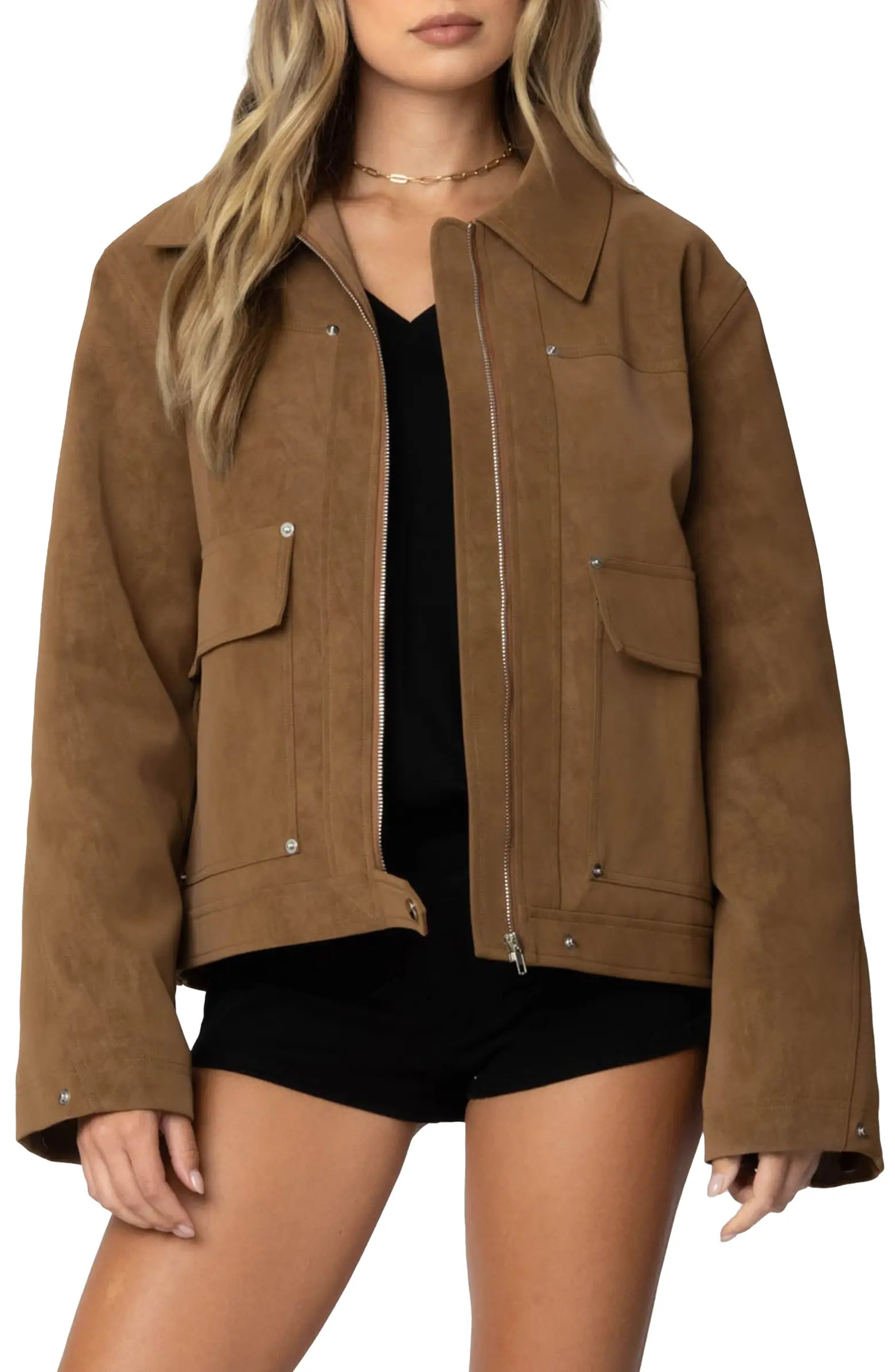 Annabelle Oversize Faux Suede Jacket | Nordstrom