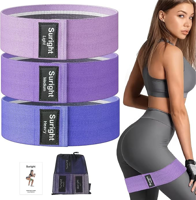 Fabric Resistance Bands, Exercise Band [Set of 3] Workout Fitness Bands for Hips & Glutes, Non-Sl... | Amazon (UK)
