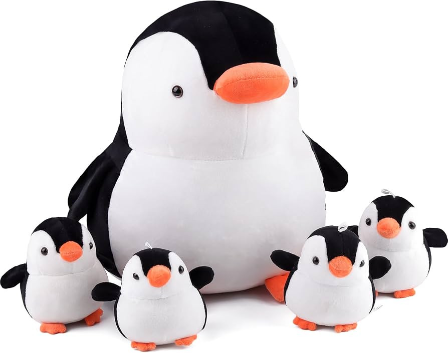 Anboor 5 Pcs Penguins Stuffed Animals, 12" Mommy Penguins and 4 Cute Baby Penguins Soft Plush Toy... | Amazon (CA)