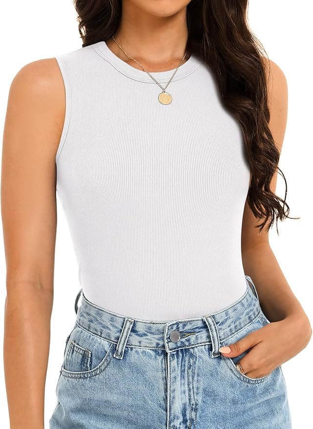 GKBK Womens Ribbed High Neck Tank Tops Racerback Slim Fitted Top Summer Basic Casual Sleeveless S... | Amazon (US)