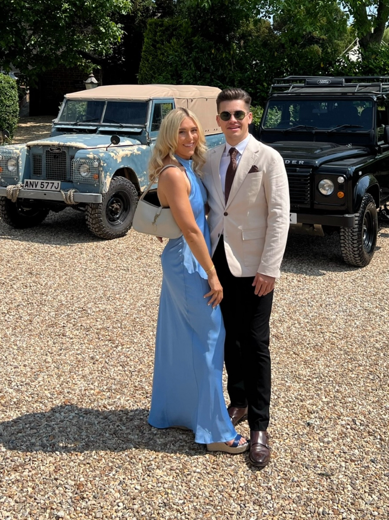 Wedding guest - blue wedding guest dress - wedding outfit - blue silk dress - satin dress - ysl bag - ysl white bag - ysl cream bag - ysl hobo bag - saint Laurent bag 