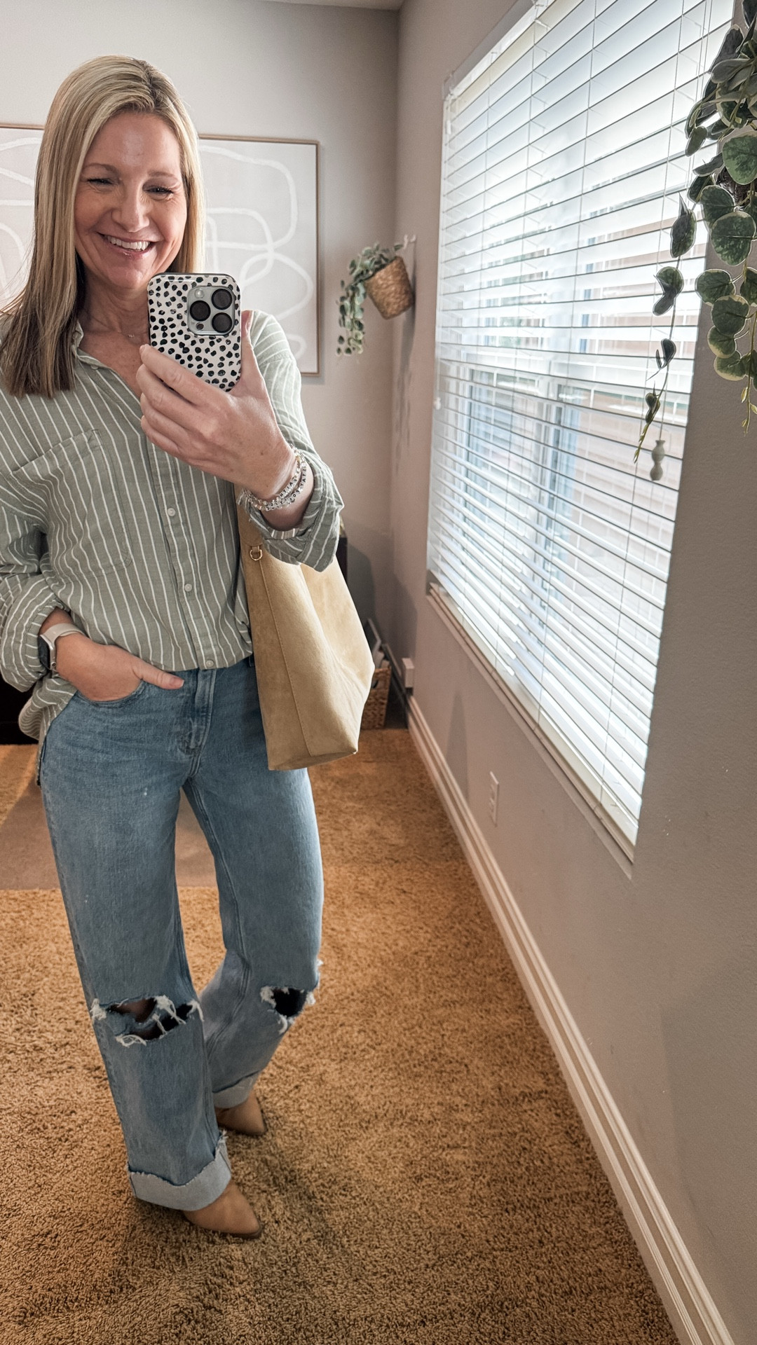 Comfy work from home outfit that is still perfect for Zoom meetings. My jeans are the Abercrombie 90s relaxed and my tie back button down shirt is American Eagle. 

#LTKSaleAlert #LTKootd #LTKOver40