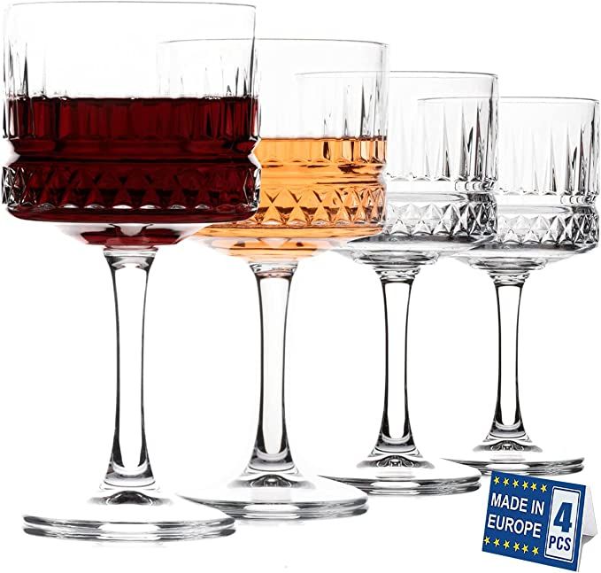 The Buybox Extra Large Glass Goblet, Vintage Coupe Glasses, Big Square Wine Glasses. Cocktail, Ch... | Amazon (US)