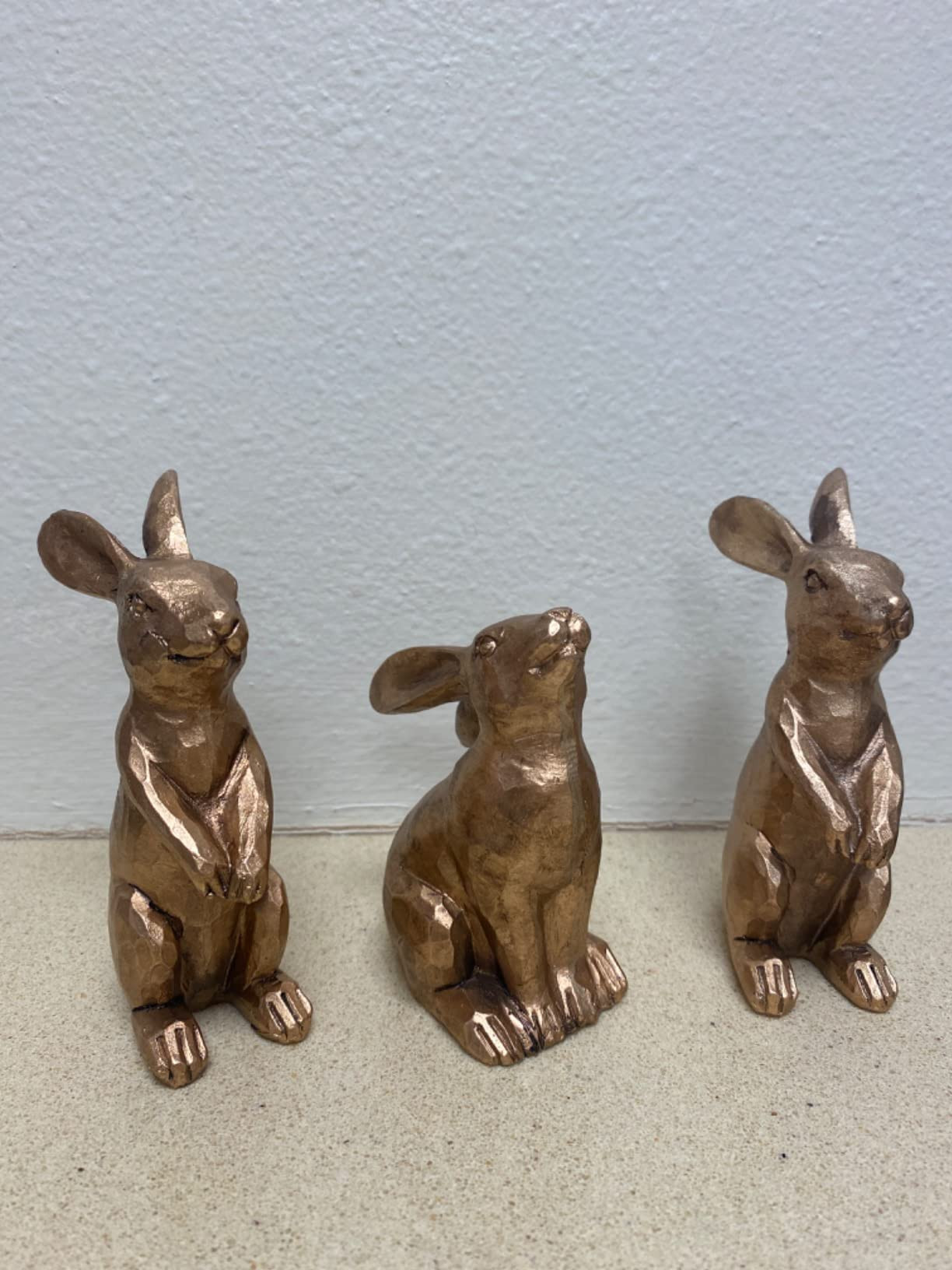 DN DECONATION Golden Polyresin Bunny Decor Rabbit Figurines, Easter Bunny Statue Set of 3 for Spr... | Amazon (US)