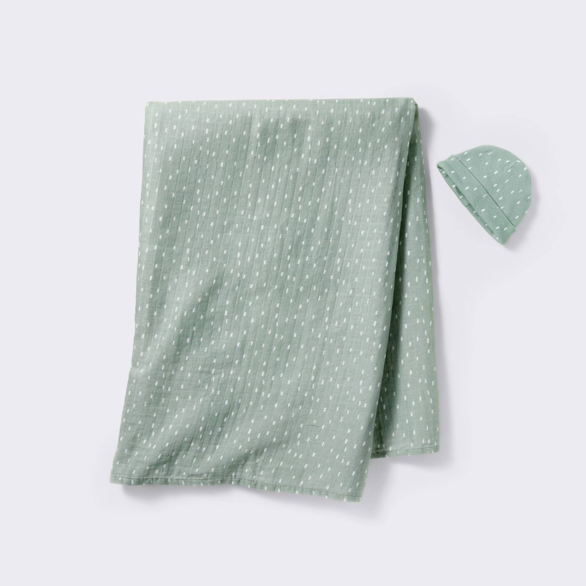 Hospital Muslin Swaddle and Hat Gift Set - 2ct - Green - Cloud Island™ | Target