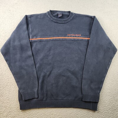 Y2K Nautica Jeans Sweater Mens Extra Large Pullover Crew Neck Heavyweight Preppy | eBay US