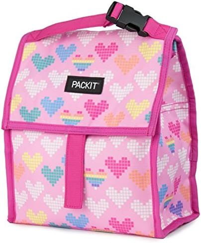 PackIt Freezable Lunch Bag with Zip Closure, Pixel Hearts | Amazon (US)