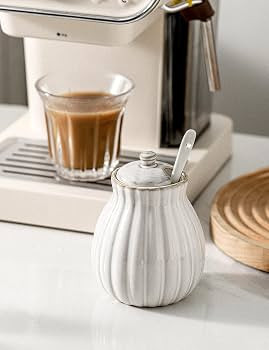 Sugar Bowl with Lid and Spoon, Ceramic Sugar Container for Coffee Bar, Sugar Jar Holder Sugar Dis... | Amazon (US)