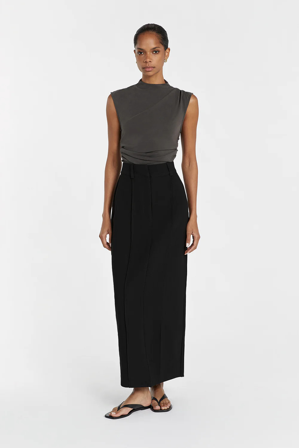 ROWAN BLACK MIDI SKIRT | DISSH